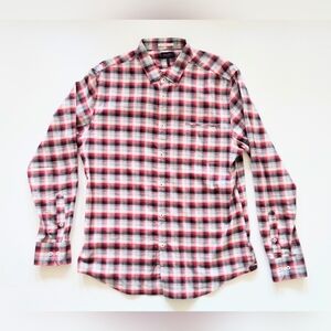 GoodMan Brand Long Sleeve Plaid Button Up Shirt Red Gray Mens Large